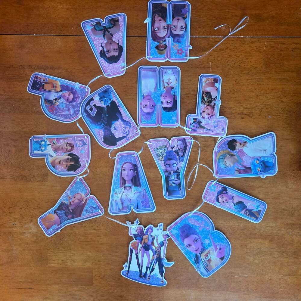 K-Pop Demon Hunters Huntrix Birthday Party Banner Decoration